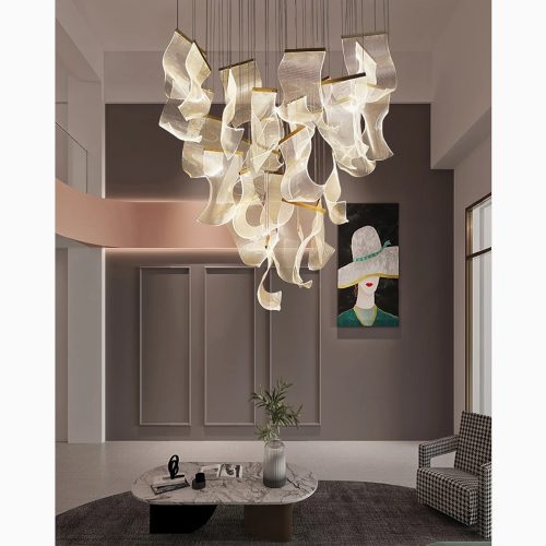 MIRODEMI® Coursegoules | LED Gold Hanging Pendant Light for Staircase