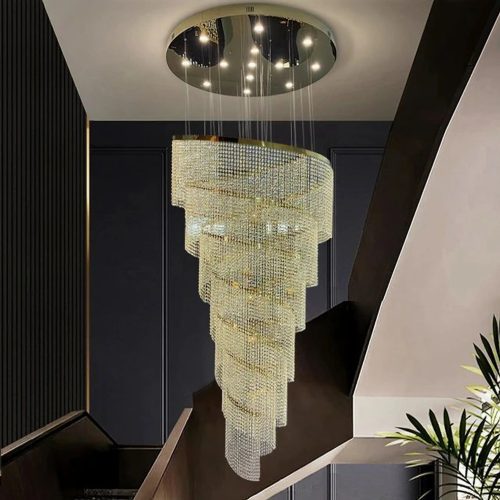 MIRODEMI Falicon luxury spiral crystal chandelier