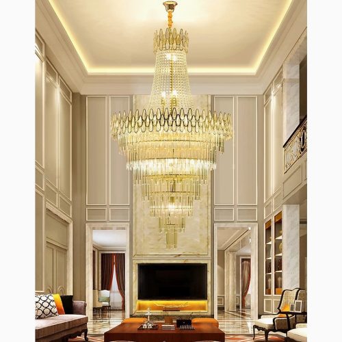 MIRODEMI® La Bollène-Vésubie | Hanging Big Posh Gold Crystal Chandelier