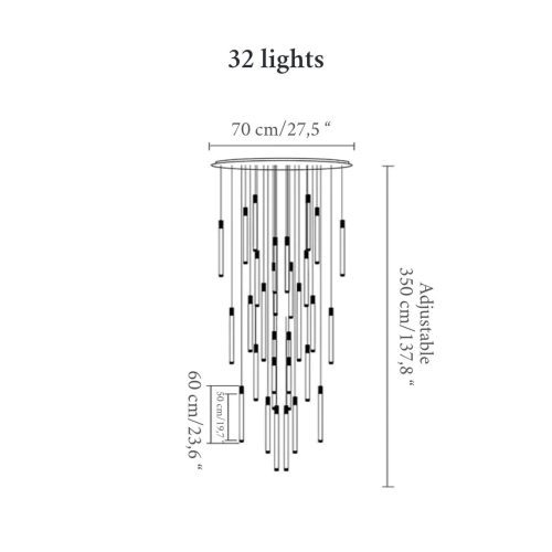 MIRODEMI Positano staircase chandelier 32 lights