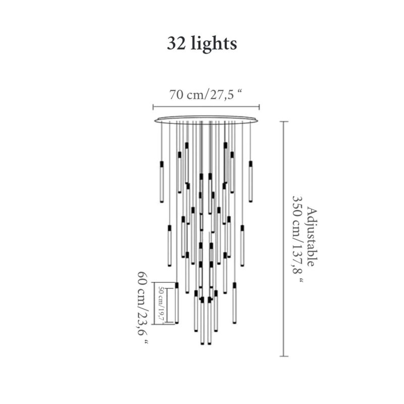 MIRODEMI Positano staircase chandelier 32 lights