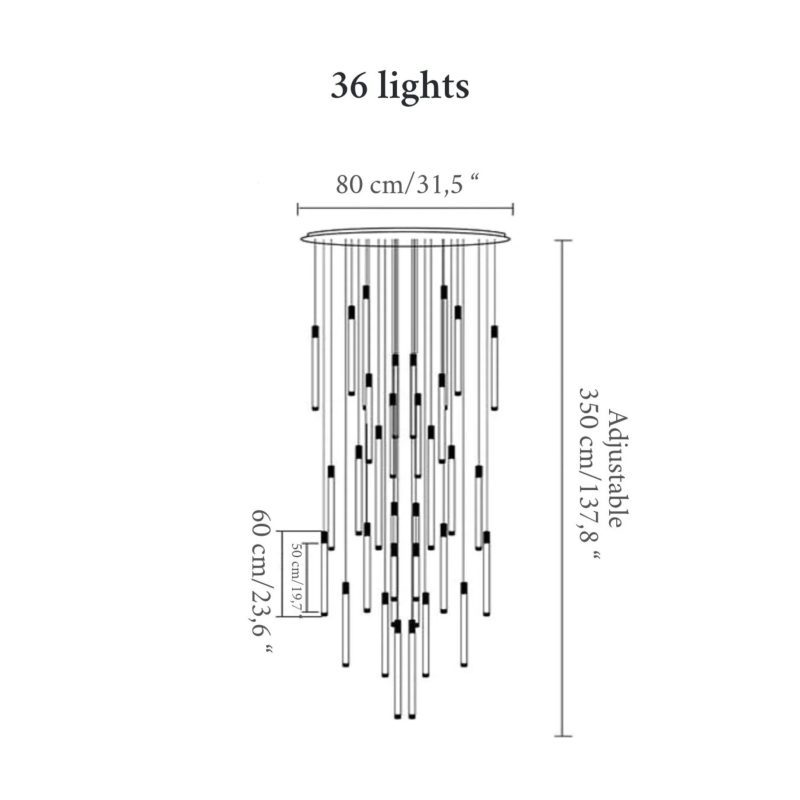 MIRODEMI Positano staircase chandelier 36 lights