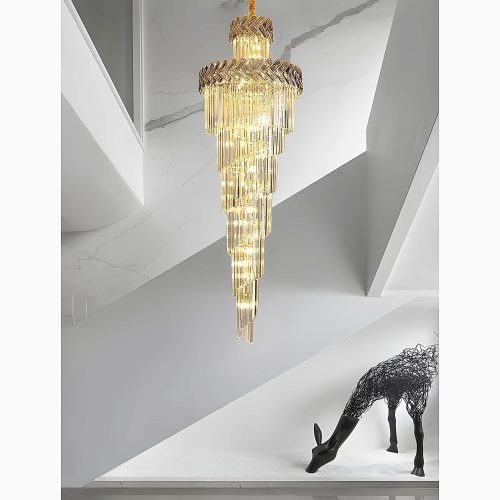 MIRODEMI® Saint-Vallier-de-Thiey | Crystal Cascade Long Chandelier 31.5'' / Warm Light / Dimmable