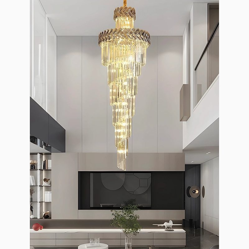 MIRODEMI® Saint-Vallier-de-Thiey | Crystal Cascade Long Chandelier 17.7'' / Warm Light / Dimmable