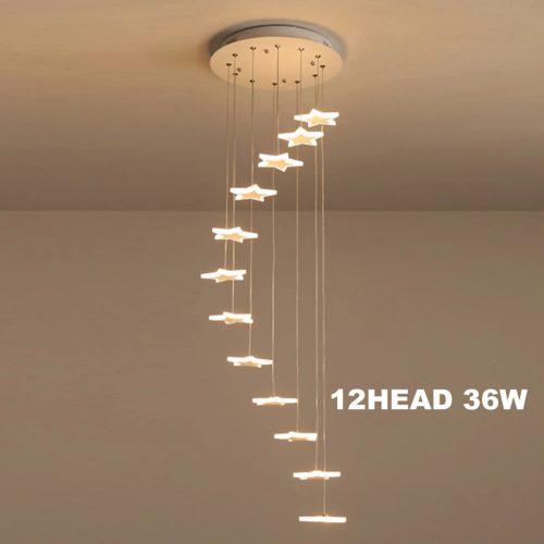 MIRODEMI® Valbonne | Stairway Star-Shaped Spiral Pendant Chandelier 12HEAD 36W / Cool Light