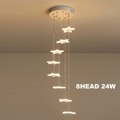 MIRODEMI® Valbonne | Stairway Star-Shaped Spiral Pendant Chandelier 8HEAD 24W / Cool Light