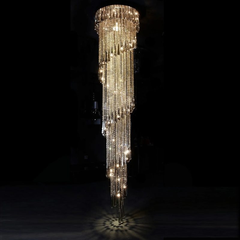 MIRODEMI® Villeneuve-Loubet Cascade | Smoke Gray Modern Crystal Chandelier 23.6'' / Warm Light / Dimmable