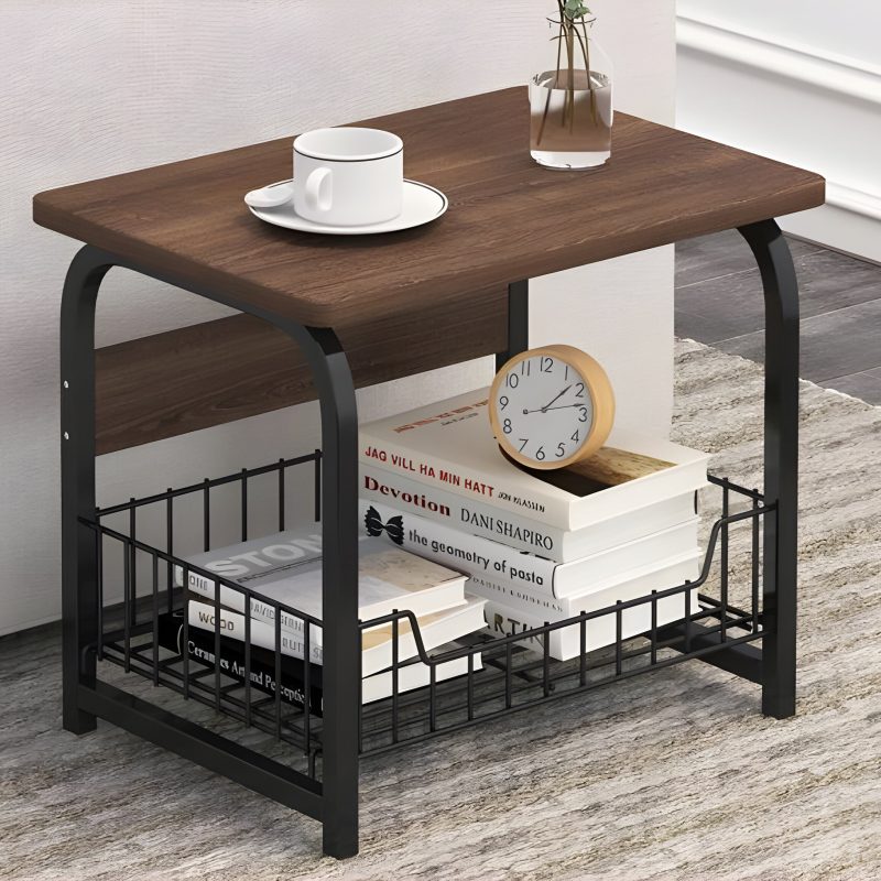 Sleek Metal Side Table Featuring Nordic Design and Storage Space | Premium Furniture | Storage Tables