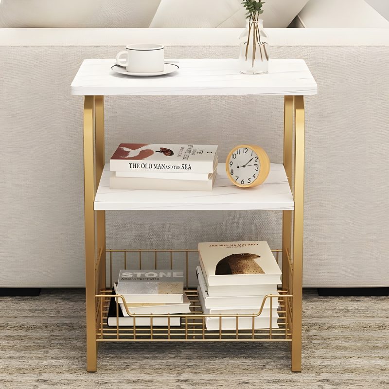 Metal Side Table With Storage Space made in Nordic Design for Bedroom