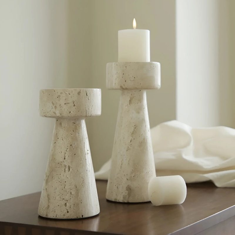 Stone|Minimalistic|Candle|Holder|Living|Dining|Bedroom|Elegant|Beige