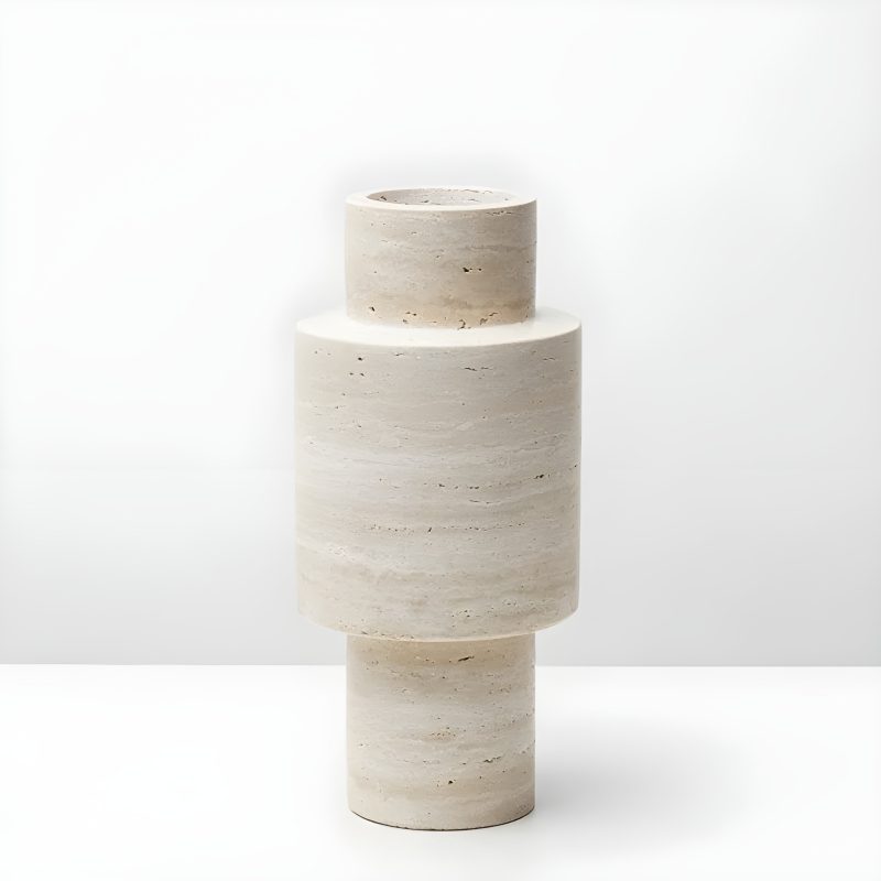 Sophisticated Marble Column Decor | Sleek Natural Travertine Vase | Modern Marble Accent Piece | Elegant Pillar Vase