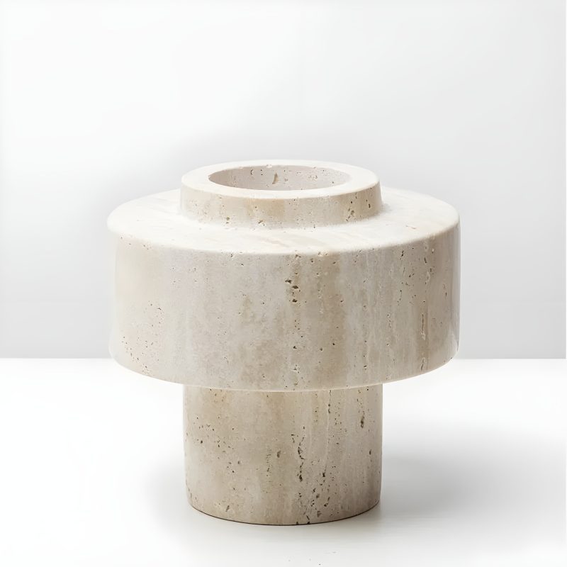 Contemporary Marble Pillar Vase | Refined Marble Decor | Decorative Travertine Vase | High-Quality Marble Accent