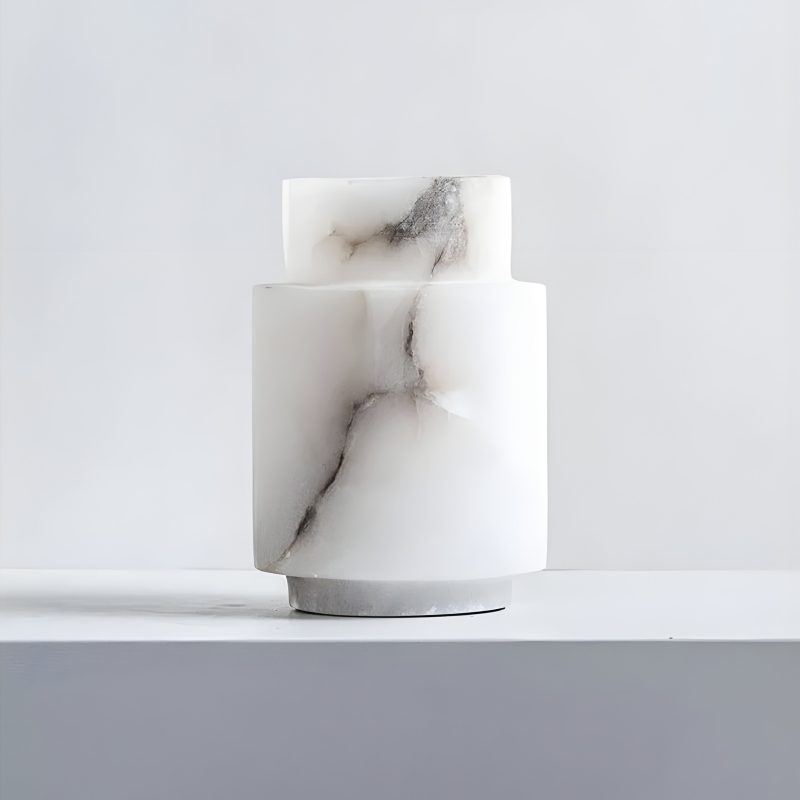 Minimalist Marble Column Vase | Elegant Decorative Pillar | Sophisticated Natural Stone Accent | Luxury Home Decor