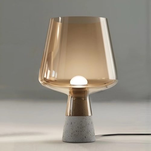 Nordic|Cement|Glass|Table|Lamp|Nightshade|LED|Minimalistic|Amber