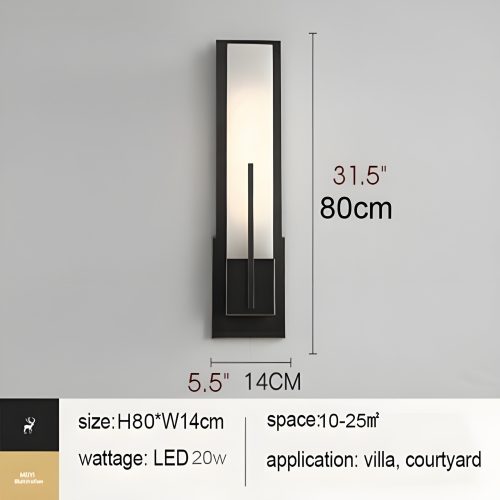 Modern Black Copper Outdoor Waterproof LED Wall Lamp 1 Square Size Large