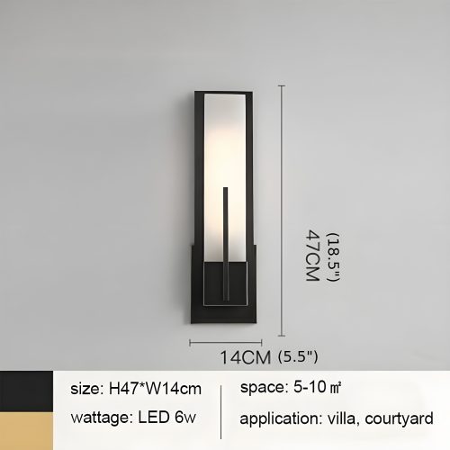 Modern Black Copper Outdoor Waterproof LED Wall Lamp 1 Square Size Small