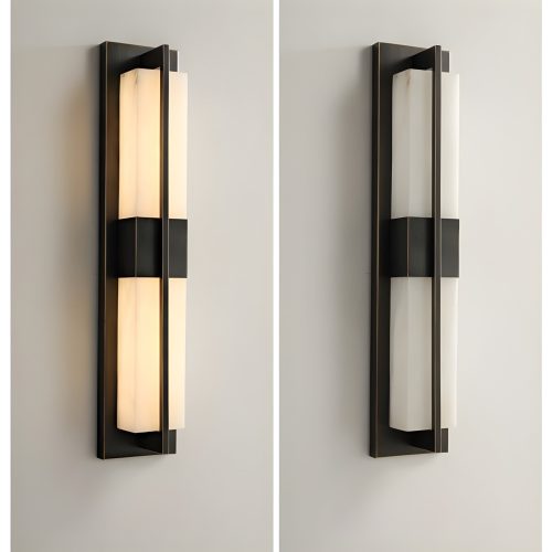 Modern Black Copper Outdoor Waterproof LED Wall Lamp 4 Squares Light Off