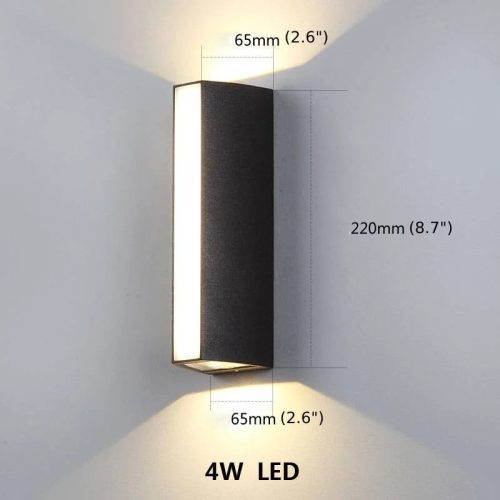 Modern Black Outdoor Waterproof Aluminum LED Wall Light For Porch