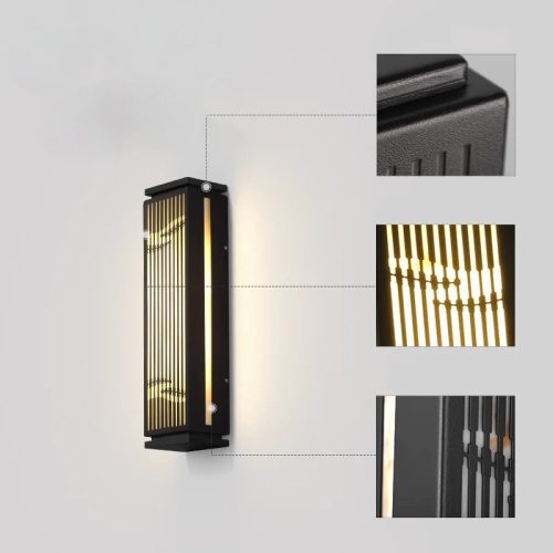 Modern Black Outdoor Waterproof Wall Lamp In Chinese Style For Garden For Patio