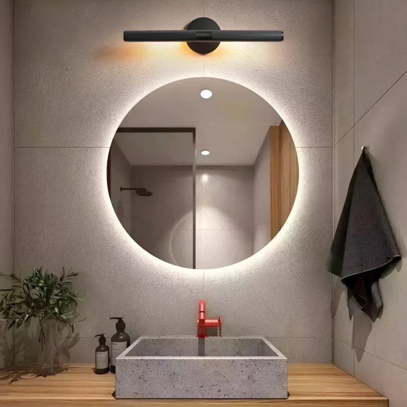 Modern Black Wall Lamp In The Futuristic Style For Bathroom For Bedroom