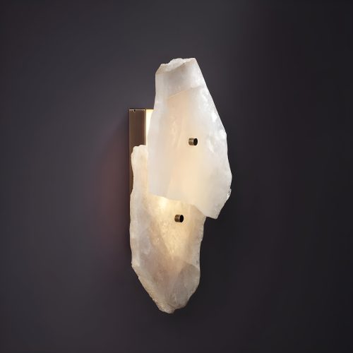 Modern Creative Natural Marble Bedside Wall Lamp with 2 Light On