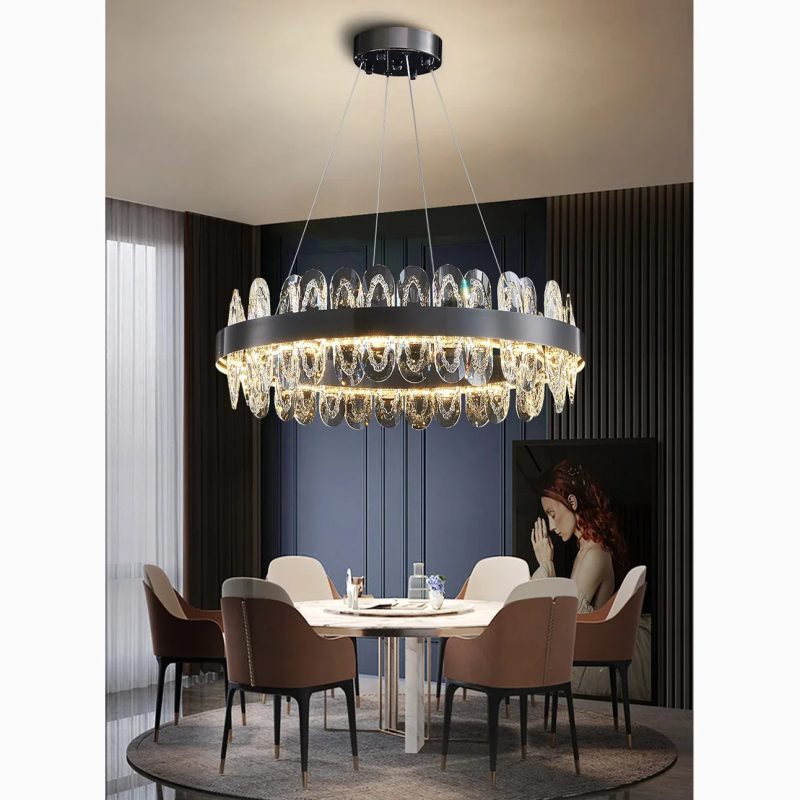 Modern Creative Round Hanging Crystal LED Chandelier