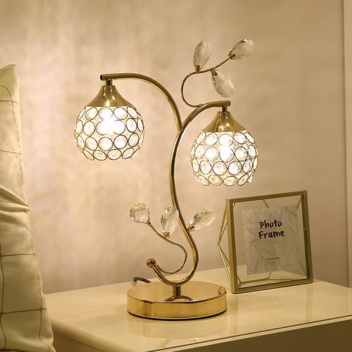 Modern Crystal Golden LED Night Lampshade With Eye Protection