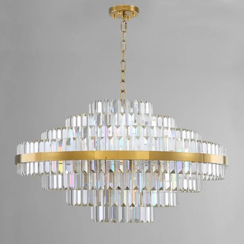 Modern Crystal LED Chandelier Hanging Gold Elegant