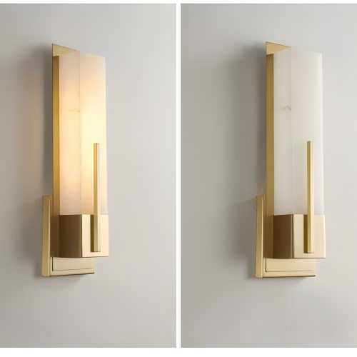 Modern Gold Copper Outdoor Waterproof LED Wall Lamp 1 Square Light Off