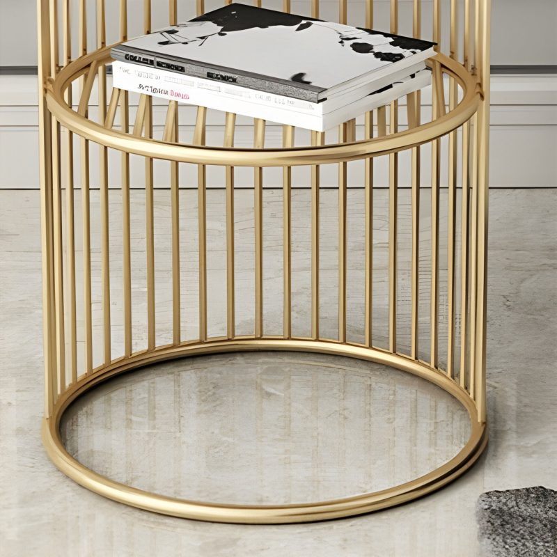 Modern Golden Coffee Table Made of Iron and Marble in Detail