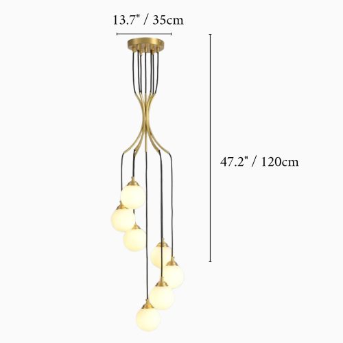 Modern Golden LED Pendant Chandelier with 7 Bulbs