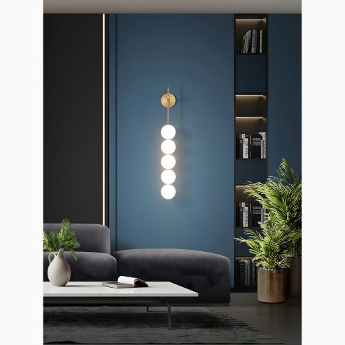 Modern Golden Wall Lamp with Light Spheres for Parlor