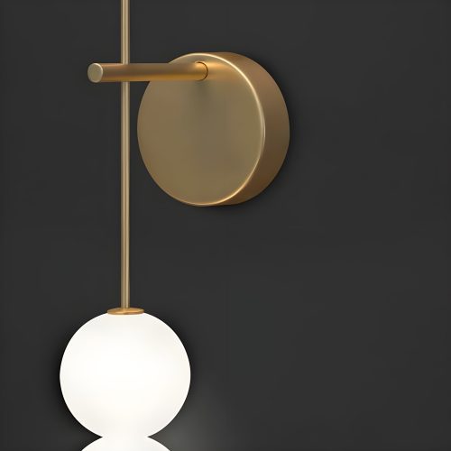 Modern Golden Wall Lamp with Light Spheres in Detail