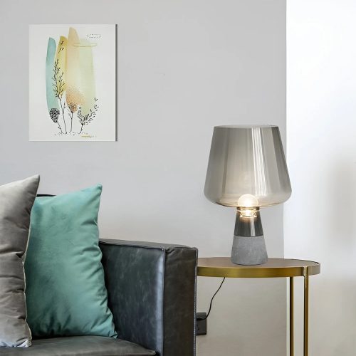 Modern Grey Glass Night Lamp In A Nordic Style