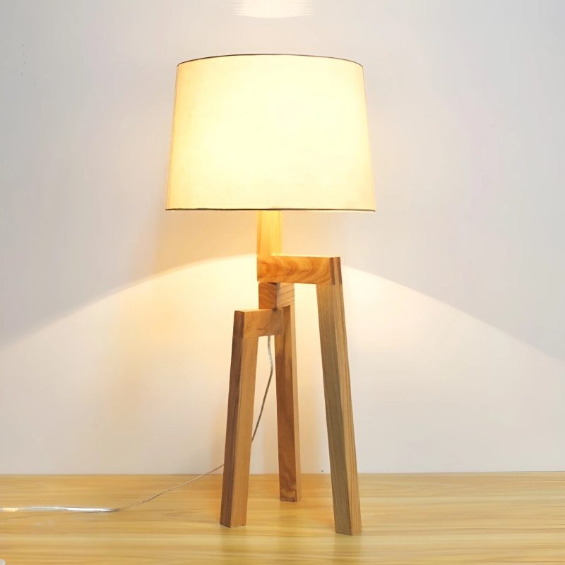 Modern LED Solid Wood Table Light Fixture For Bedroom