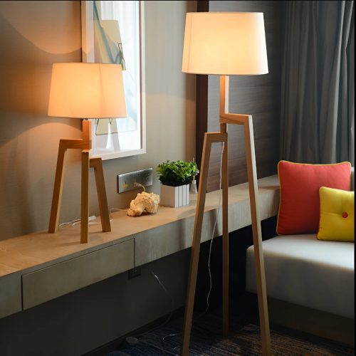 Modern LED Solid Wood Table Light Fixture For Living Room