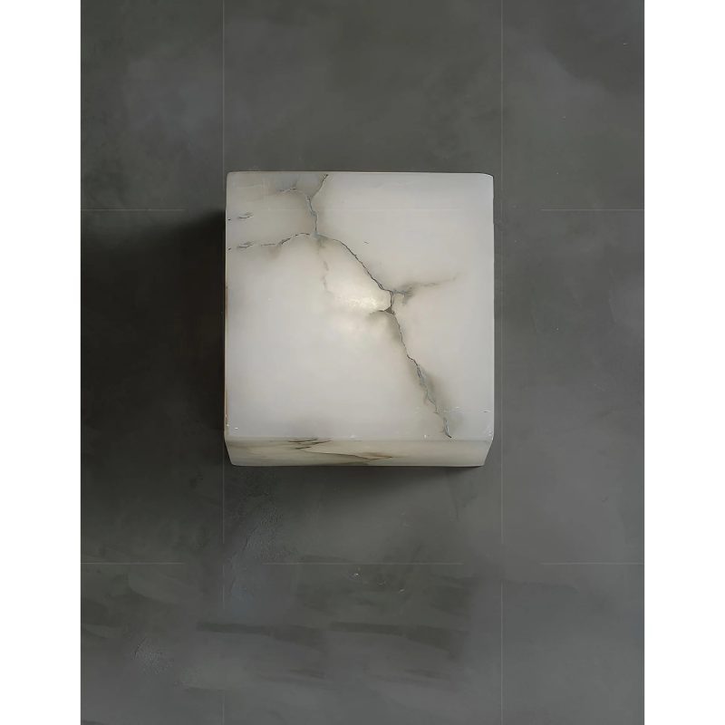 Marble|Cube|White|Wall|Lamp|Sconce|Elegant|Modern|Luxury