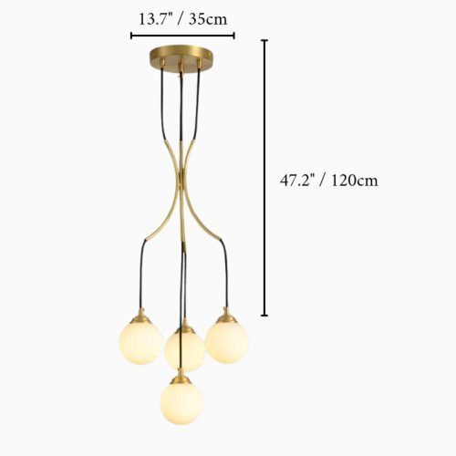 Modern Metal LED Pendant Chandelier with 4 Bulbs