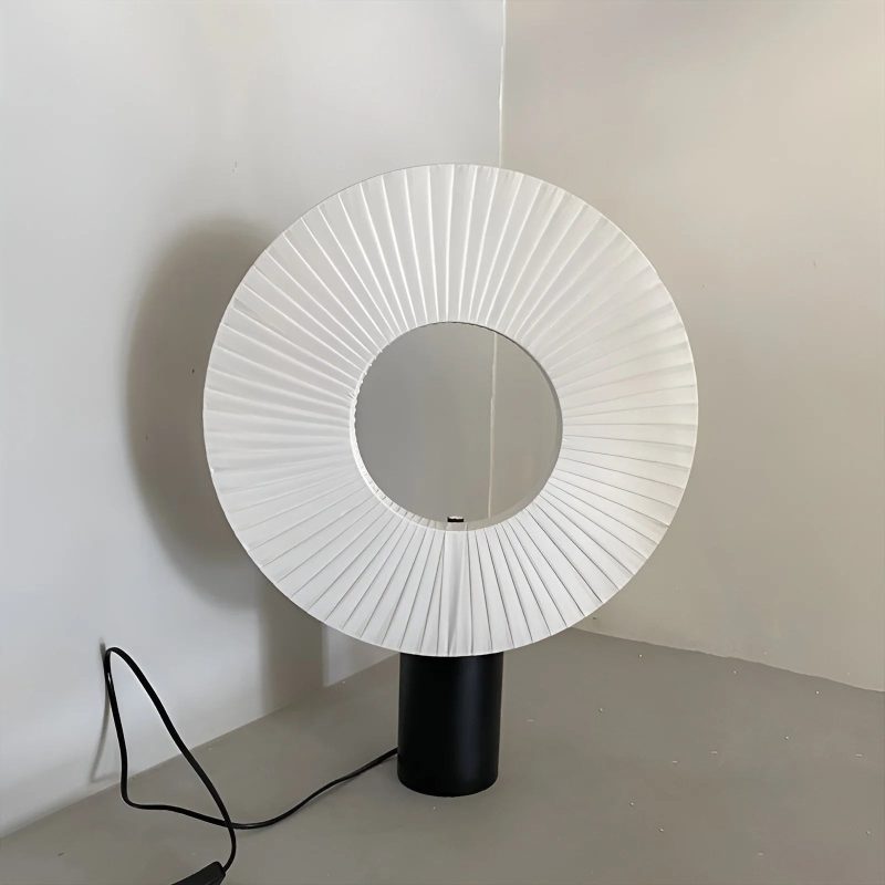 Modern Minimalistic LED Table Lampshade With Fabric Pleats For Bedroom