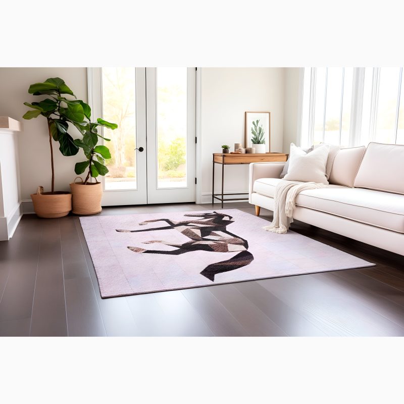 Modern Natural Cowhide Carpet With Horse Pattern