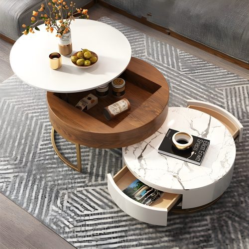 Modern Nesting Alva Lift Top Coffee Table with Sintered Stone Top for Bedroom