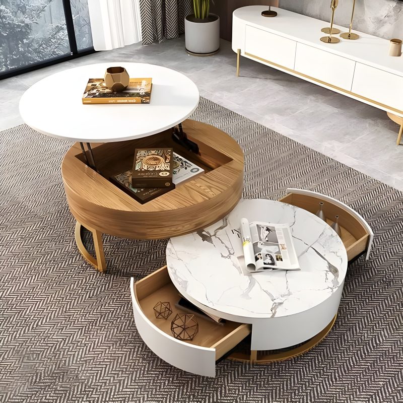 Modern Nesting Alva Lift Top Coffee Table with Sintered Stone Top for Home Decor