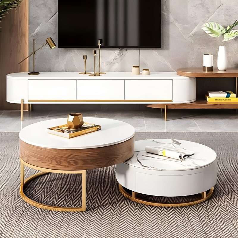 Modern Nesting Alva Lift Top Coffee Table with Sintered Stone Top for Home Interior