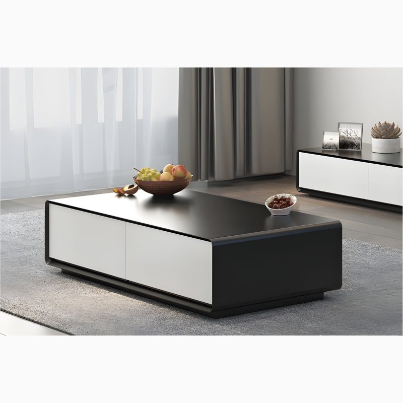 Modern Rectangular Wood Coffee Table with Storage for Parlor