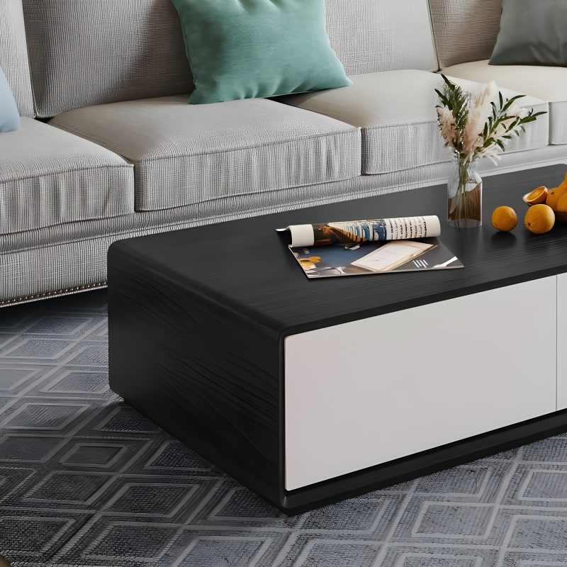 Modern Rectangular Wood Coffee Table with Storage in Detail