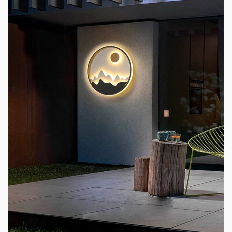 Courtyard|Round|Mountain|LED|Wall|Lamp|Garden|Designer