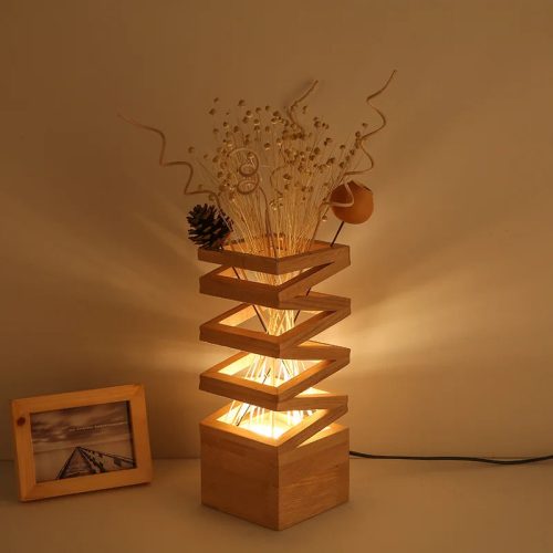 Modern Wooden LED Bedside Lamp In The Shape Of Vase For Bedroom