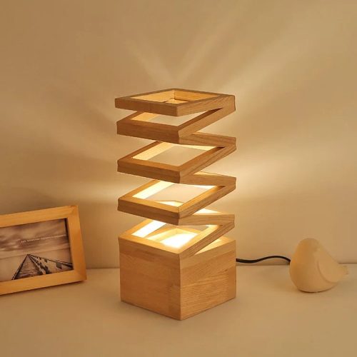 Modern Wooden LED Bedside Lamp In The Shape Of Vase For Dining Room