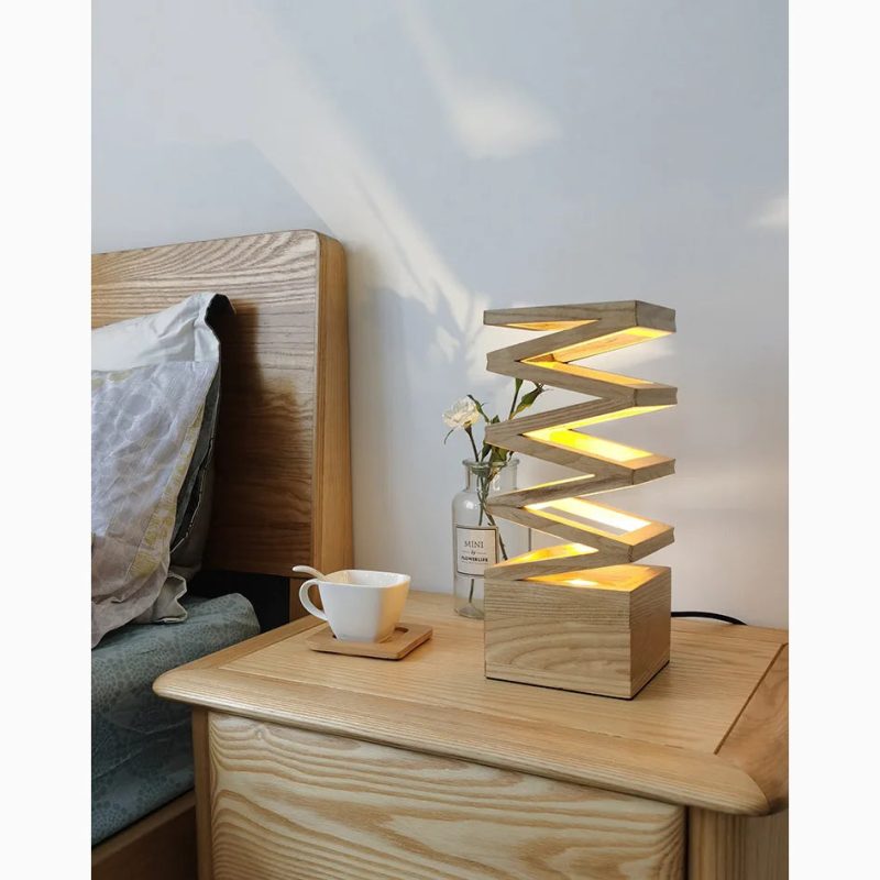 Modern Wooden LED Bedside Lamp In The Shape Of Vase For Living Room