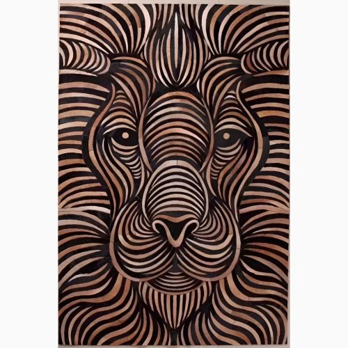 Natural Cowhide Carpet With Lion Pattern For Living Room For Bedroom